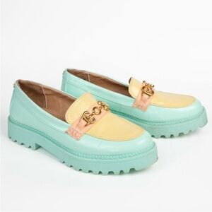 Circus by sam Edelman Pastel Mint and Yellow Leather Platform Loafers